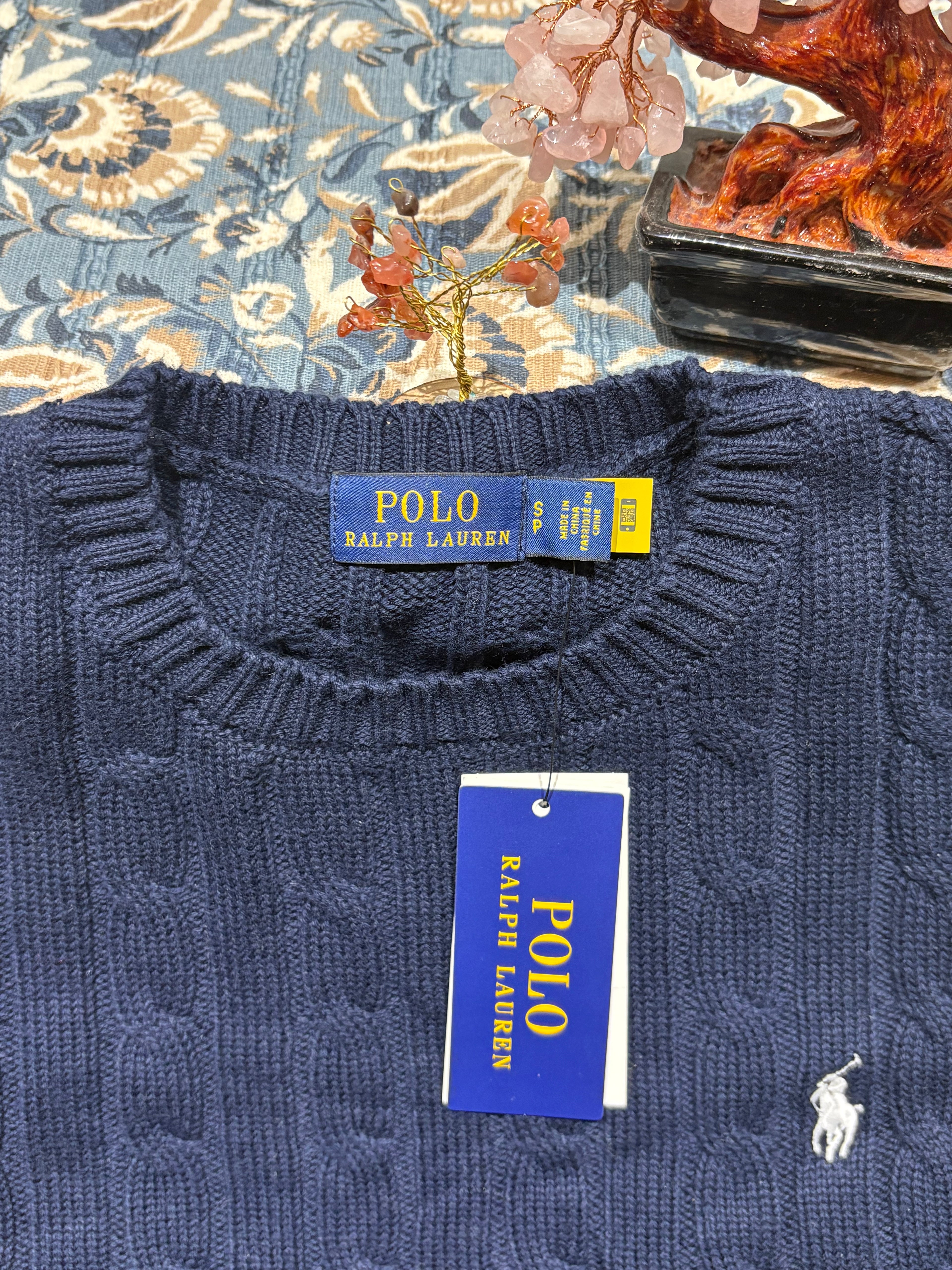 RL Cable Knit Jumper - Navy Blue