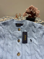 RL Cable Knit Cardigan - Light Blue