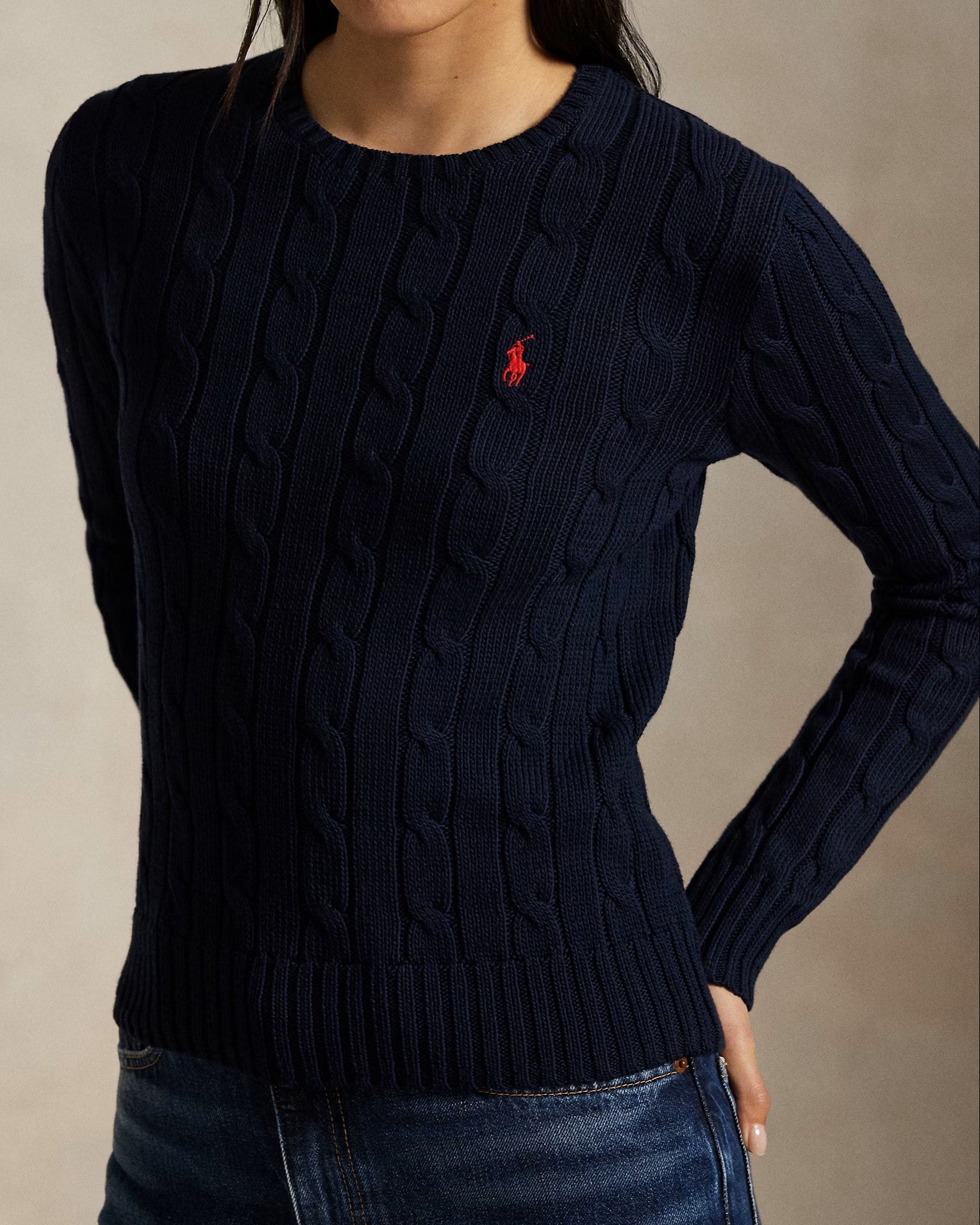 RL Cable Knit Jumper - Navy Blue